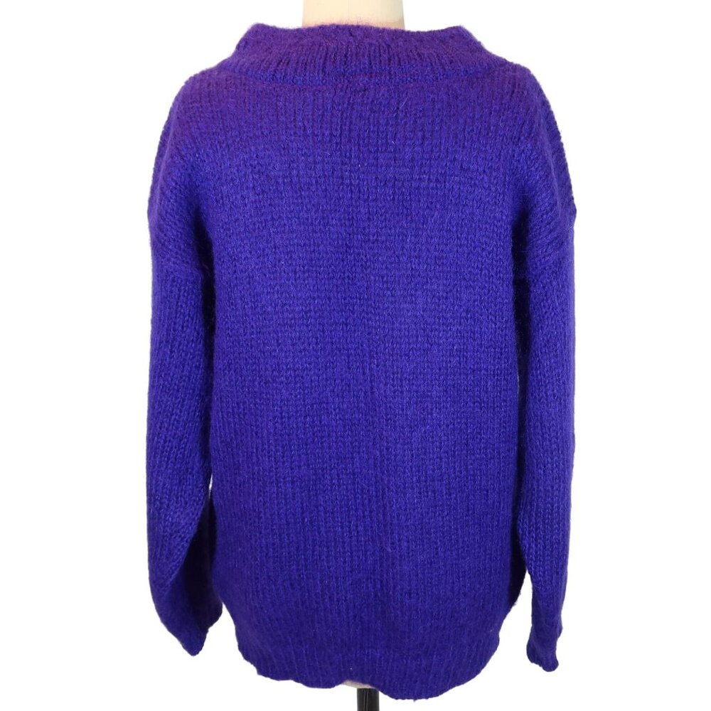 Vintage RAFAELLA Fuzzy Mohair Blend Chunky Knit Pullover Sweater Size M Purple - Picture 4 of 6